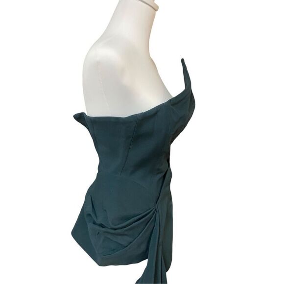 MUGLER Strapless Mini Dress in Dark Green Size 36 Small 2-4 US $2,420 (11-12) - Picture 7 of 14